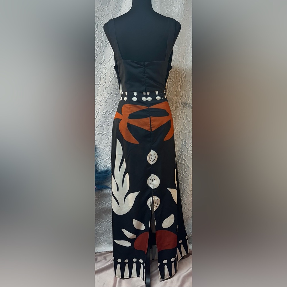 Commense- Cut Out Sleeveless Black,White, Orange Abstract Maxi Dress (XL)‼️NWT‼️ - Picture 9 of 16